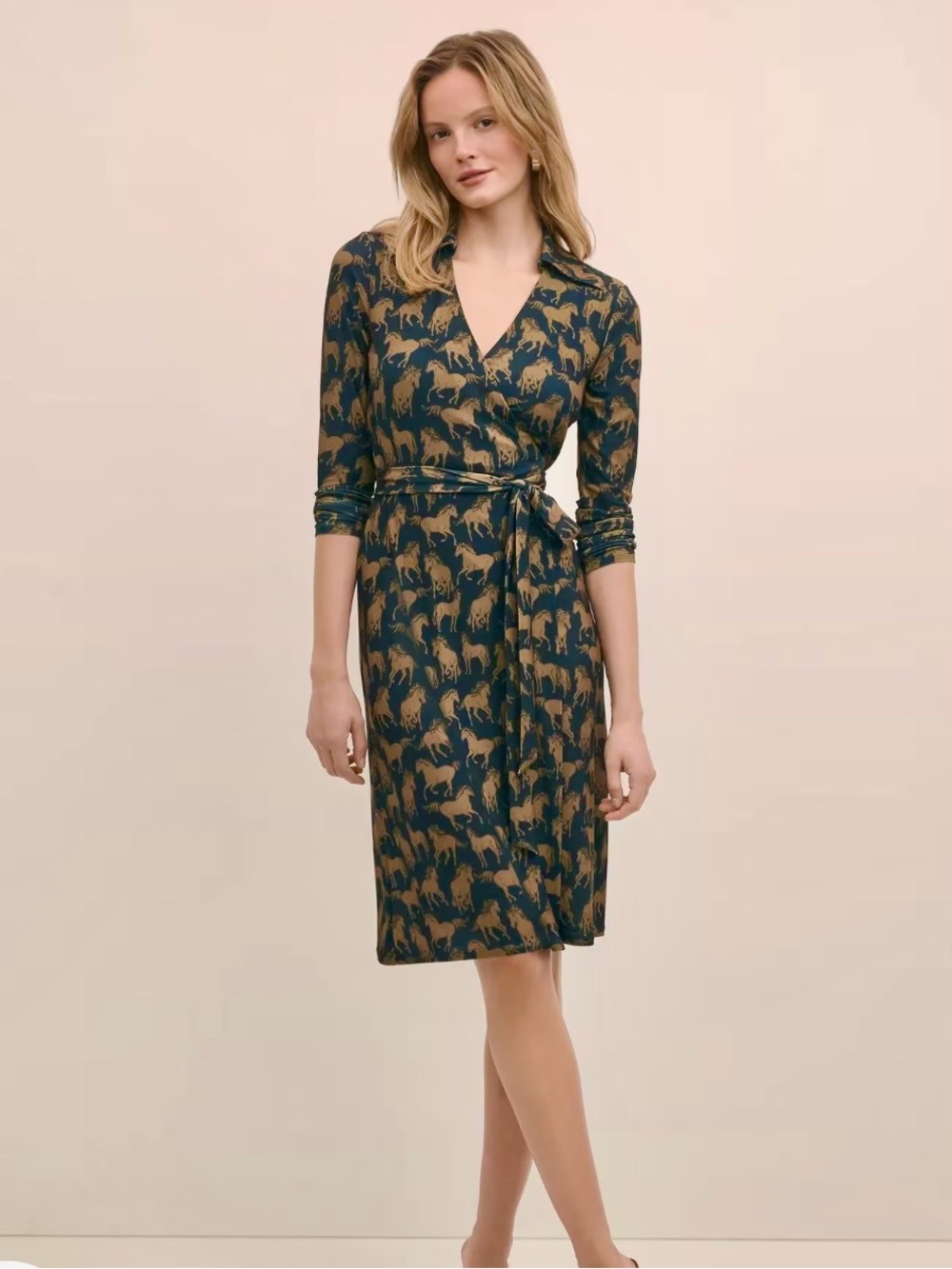 Brooks Brothers Wrap Dress in Horse Print Size Small